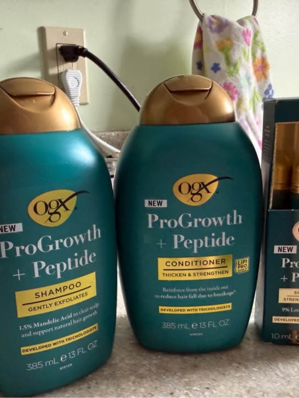 Ogx pro growth shampoo/conditioner and serum.